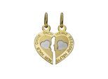 Herzanhänger FIRETTI "Schmuck Geschenk Gold 333 Anhänger für Kette Herz", gold (gelbgoldfarben, weißgoldfarben), Schmuckanhänger, Damen, Gelbgold 333, 1 g, Anhänger teilbar