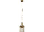 Außen-Stehlampe SEARCHLIGHT "Lantern - Antikes Messing & Klarglas", antik, messingfarben, B:18cm H:32cm L:18cm, Leuchten