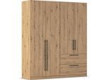 Kleiderschrank OTTO HOME "Mehrzweckschrank Aktenschrank Möbel Mietswohnung Schlafzimmer AVOLA", braun (eiche artisan), B:181cm H:210cm T:54cm, Holzwerkstoff, Schränke, Kleiderschrank, mit hochwertigen Stangengriffen aus Metall in Schwarz MADE IN GERMANY