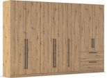 Kleiderschrank OTTO HOME "Mehrzweckschrank Aktenschrank Möbel Mietswohnung Schlafzimmer AVOLA", braun (eiche artisan), B:315cm H:229cm T:54cm, Holzwerkstoff, Schränke, Kleiderschrank, mit hochwertigen Stangengriffen aus Metall in Schwarz MADE IN GERMANY