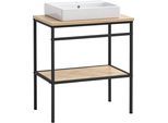 Waschtisch WELLTIME "Lorna, Waschtisch, melaminharzbeschichtet,Made in Germany, B: 30 cm", eiche hell, schwarzmatt, B:70cm H:89,2cm T:45cm, Waschtische, Waschtisch, Solide Verarbeitung - Dieses Produkt ist in Deutschland gefertigt