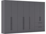 Kleiderschrank OTTO HOME "Mehrzweckschrank Aktenschrank Möbel Mietswohnung Schlafzimmer AVOLA", grau (graumetallic), B:315cm H:210cm T:54cm, Holzwerkstoff, Schränke, Kleiderschrank, mit hochwertigen Stangengriffen aus Metall in Schwarz MADE IN GERMANY