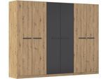 Kleiderschrank OTTO HOME "Mehrzweckschrank Aktenschrank Möbel Mietswohnung Schlafzimmer MODI", grau (eiche artisan, graumetallic), B:271cm H:210cm T:54cm, Holzwerkstoff, Schränke, Kleiderschrank, in angesagten Farbkombinationen, optional mit Spiegel MADE IN GERMANY