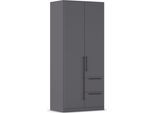 Kleiderschrank OTTO HOME "Mehrzweckschrank Aktenschrank Möbel Mietswohnung Schlafzimmer AVOLA", grau (graumetallic), B:91cm H:197cm T:54cm, Holzwerkstoff, Schränke, Kleiderschrank, mit hochwertigen Stangengriffen aus Metall in Schwarz MADE IN GERMANY