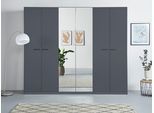 Kleiderschrank OTTO HOME "Mehrzweckschrank Aktenschrank Möbel Mietswohnung Schlafzimmer OTELI", grau (graumetallic), B:271cm H:229cm T:54cm, Holzwerkstoff, Schränke, Kleiderschrank, mit zusätzlichen Einlegeböden, optional mit Spiegel MADE IN GERMANY