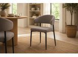 Esszimmerstuhl ACTONA GROUP "Edina 2er Set, Stoff - bequem & stilvoll, mehrere Farben, moderne", braun (graubraun), B:56cm H:77cm T:55cm, 100% Polyester, Stühle, Esszimmerstuhl, Gepolstert, weicher Bezug & hoher Sitzkomfort, schwarze Stahlbeine