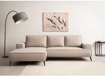 Ecksofa OTTO HOME "TVINNU Leinenoptik, L-Form, Breite 275 cm", beige (hellbeige), B:275cm H:83cm T:173cm, Sofas, Ecksofa, wahlweise Recamiere rechts/links, schwarze Füße, bequemer Sitzkomfort