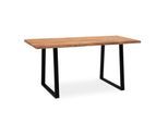 Schreibtisch Massivholz Baumkante Handgefertigt Akazie TARN, Goldbraun-Schwarz 160x80x76 cm