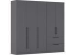 Kleiderschrank OTTO HOME "Mehrzweckschrank Aktenschrank Möbel Mietswohnung Schlafzimmer AVOLA", grau (graumetallic), B:226cm H:210cm T:54cm, Holzwerkstoff, Schränke, Kleiderschrank, mit hochwertigen Stangengriffen aus Metall in Schwarz MADE IN GERMANY