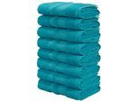 Handtücher OTTO HOME "Vanessa, 8 Handtücher, 50x100cm, in Standard- und Premium-Qualität", blau (türkis), B:50cm L:100cm, Walkfrottee, Obermaterial: 100% Baumwolle, Handtücher, Handtücher, Handtücher mit Bordüre, 100% Baumwolle, einfarbig, weich