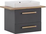 Waschtisch SCHILDMEYER "Duo, Waschtisch, melaminharzbeschichtet, Made in Germany, B: 80 cm", grau (anthrazit, eiche landhausfarben, anthrazit), B:82,2cm H:61,5cm T:50cm, Waschtische, Waschtisch, Solide Verarbeitung - Dieses Produkt ist in Deutschland gefertigt