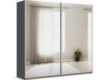 Kleiderschrank OTTO HOME "Mehrzweckschrank Aktenschrank Möbel Mietswohnung Schlafzimmer ASTANA", grau (graumetallic), B:218cm H:210cm T:59cm, Holzwerkstoff, Schränke, Kleiderschrank, großflächige Spiegelfront Metallgriffleisten alufarbig MADE IN GERMANY