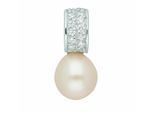 Kettenanhänger ADELIA´S "Perlenanhänger 925 Silber mit Zirkonia", beige (silber), Schmuckanhänger, Damen, mit Zirkonia, Silber 925 (Sterlingsilber), Kettenanhänger, Silberanhänger Perle