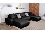Wohnlandschaft COLLECTION AB "Paola U-Form, B: 314 cm", anthrazit, B:314cm H:41cm T:169cm, 100%Polyester, Sofas, Wohnlandschaft, Bettfunktion, Bettkasten & 4 Zierkissen, Federkern