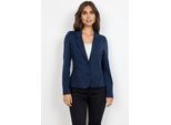 Kurzblazer SOYACONCEPT "SC-DANIELA 1", Damen, Gr. M, blau (navy), Web, Obermaterial: 73% Polyester, 24% Viskose, 3% Elasthan, unifarben, tailliert normal, tiefer V-Ausschnitt, Blazer Kurzblazer, Materialmix