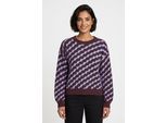 Rundhalspullover VERO MODA "VMLARA LS O-NECK PULLOVER GA BOO REP", Damen, Gr. XS, braun (winetasting detail:with baby lavender wave pattern), Strick, Obermaterial: 58% Polyester, 38% Polyacryl, 4% Elasthan, gemustert, regular fit normal, Rundhals, Rippstrickbündchen, Pullover Rundhalspullover, Materialmix, Stretch, regular fit