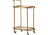 Bartisch WOOOD "Push Trolley Metall Antique-Brass mit Rollen H 86 x B 67 x T 35 cm", gold (antikes messing), B:67cm H:86cm T:35cm, Tische, Bartisch, Tragkraft 10 kg pro boden, pfleigleicht, fertig montiert
