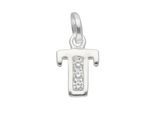 Namenskette ADELIA´S "Halskette - Namenskette mit Buchstabenanhänger T mit Zirkonia", silber, Halsketten, Damen, Silber 925 (Sterlingsilber), Schmuckset mit bis 45 cm stufenlos verstellbarer 925 Silber Halskette