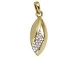 Kettenanhänger JOBO "Anhänger Blatt Goldanhänger 20 mm", gold (gelbgold 333, weiß), Schmuckanhänger, Damen, Gelbgold 333, Kettenanhänger, 8 Karat 333 Gold bicolor mit 22 Zirkonia