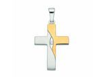 Kette mit Anhänger ADELIA´S "Damen & Herren 925 Silber Kreuz Anhänger mit Zirkonia", silber, Halsketten, Damen, Silber 925 (Sterlingsilber), Schmuckset - Set mit Halskette
