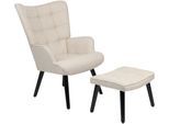 Loungesessel HELA "PAROS", beige, B:68cm H:97cm T:75cm, Webstoff;Polyester, Sessel, Sessel mit Hocker;Loungesessel;4-Fuß Massiv;Webstoff;Armlehnen
