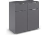 Kombikommode OTTO HOME "Kommode Sideboard Schubladenkommode Schlafzimmerkommode CORTONA", graumetallic, B:80cm H:81cm T:42cm, Holzwerkstoff, Sideboards, Kombikommode, mit 2 Schubladen und 1 verstellbaren Einlegeboden MADE IN GERMANY