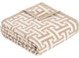 Wohndecke IBENA "Jacquard Decke Cambridge", beige, B:150cm L:200cm, Mischgewebe, Wohndecken, Wohndecke, mit schlichtem Labyrinth-Monogramm