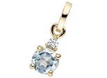 Kettenanhänger JOBO "Anhänger 10 mm mit Blautopas und Zirkonia", blau (hellblau, blau), Schmuckanhänger, Damen, Gelbgold 333, Kettenanhänger, 8 Karat 333 Gold