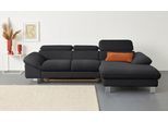 Ecksofa COTTA "Driver L-Form, B: 268 cm", schwarz, B:268cm H:73cm T:169cm, LEDER BEEFY (ein abgedecktes Spalt-Rindsleder) im Sitz und Rücken (Korpus in Kunstleder);Luxus-Kunstleder;Kunstleder SOFTLUX;Leder Pampas (echtes Rindsleder), Rückseite mit schwarzem Spannstoff bezogen, Sofas, Ecksofa, Kopfteilverstellung, optional Bettfunktion & Bettkasten