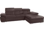 Ecksofa EXXPO - SOFA FASHION "Spring, super bequem, mit Armteil- und Kopfteilfunktion", braun, B:284cm H:81cm T:181cm, Luxus-Microfaser (100% Polyester);Struktur (100% Polyester);NaturLEDER (echtes Rindsleder) in Sitz und Rücken. Korpus in passendem Kunstleder SOFTLUX bezogen, Sofas, Ecksofa, L-Form, wahlweise mit Bettfunktion und Bettkasten