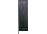Mehrzweckschrank WOOOD "Silas FSC-Eschenholz massiv mit Metallgestell H 210 x B 60 x T 36 cm", schwarz, B:60cm H:210cm T:36cm, Holzwerkstoff, Schränke, Mehrzweckschrank, Schutzlackierte Oberfläche, Tragkraft 15 kg pro Boden, pfleigleicht