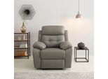 Relaxsessel OTTO HOME "Lannilis mit Liegefunktion, Fernsehsessel", grau (hellgrau), B:97cm H:100cm T:92cm, Kunstleder 100% Polyurethan, Sessel, Relaxsessel, mit manueller und elektrischer Relaxfunktion, hellgrau