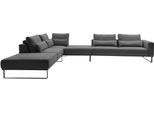 Ecksofa MUSTERRING "JustB PM100 bequem, modern, elegant und viel Platz, bodenfrei", grau, B:308cm H:88cm T:290cm, 85% Polyester, 15% Viskose, Sofas, Ecksofa, mit Zwischenhocker, wahlweise mit Funktion und Kissen, Maße 290 x 308