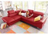 Ecksofa COTTA "Driver L-Form, B: 265 cm", rot, B:268cm H:73cm T:214cm, Kunstleder SOFTLUX;LEDER BEEFY (ein abgedecktes Spalt-Rindsleder) im Sitz und Rücken (Korpus in Kunstleder);Luxus-Kunstleder;Leder Pampas (echtes Rindsleder) im Sitz und Rücken (Rückseite mit Spannstoff bezogen), Sofas, Ecksofa, Kopfteilverstellung, optional Bettfunktion & Bettkasten