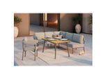 Ambia Garden Loungegarnitur , Anthrazit, Braun, Hellgrau , Metall, Kunststoff, Textil , Füllung: Polyester , L-Form , Rundrohr , 218x188 cm , Gartenmöbel, Loungemöbel, Lounge-Serien