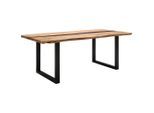 Linea Natura Esstisch , Akaziefarben , Holz, Metall , Akazie , vollmassiv , rechteckig , U-Form , 100x76x220 cm , Esszimmer, Esstische, Esstische