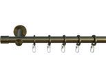 Gardinenstange INDEKO "Linz", messing, antik, L:400cm Ø:16mm, Eisen, Gardinenstangen, Gardinenstange, Komplett-Set inkl. Ringen,Faltenlegehaken und Montagematerial