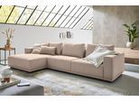 Ecksofa MUSTERRING "JustB PM200, Holzrahmen in schwarz, wahlw. Sitzvorzug, Breite 316cm", grau (sand), B:316cm H:78cm T:166cm, 94% Polyester, 6% Nylon, Sofas, Ecksofa, Anreihsofa rechts & Longchair links, mit Armlehnen, inkl. Rückenkissen