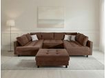 Wohnlandschaft OTTO HOME "Antonia U-Form, B: 298 cm, inkl. Hocker, Federkernpolsterung", braun (kaffeebraun), B:298cm H:86cm T:184cm, 100%Polyester, Sofas, Wohnlandschaft, extra große Liegefläche, 282x178cm, inkl. 3 Zierkissen