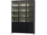 Vitrine WOOOD "Exhibit Metall pulverbeschichtet mit Glastüren H 200 x B 140 x D 42 cm", schwarz, B:140cm H:200cm T:44cm, Metall, Schränke, Vitrine, Tragkraft 20 kg pro Boden, einfach zu montierbar, pfleigleicht