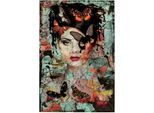 Glasbild KARE DESIGN "Lady Butterfly 75x55cm", bunt (farbe bild(er): mehrfarbig), B:55cm H:75cm T:0,4cm, Glas, Polypropylen, Bilder, Glasbild