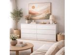 Kommode HOME AFFAIRE "Naia, 6 Schubladen im skandinavischen Design, Breite 158 cm", weiß (matt weiß), B:153,8cm H:70,1cm T:50cm, Holzwerkstoff, Sideboards, Kommode, Modern, skandinavisches Design, in mehrere Farben, Metallgleiter