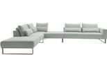 Ecksofa MUSTERRING "JustB PM100 bequem, modern, elegant und viel Platz, bodenfrei", grün (light, blau), B:398cm H:88cm T:290cm, 85% Polyester, 15% Viskose, Sofas, Ecksofa, mit Zwischenhocker, wahlweise mit Funktion und Kissen, Maße 290 x 398