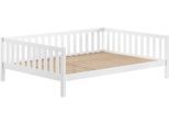 Kinderbett VIPACK "Dallas, Massivholzbett, umbaubar vom Boden- zum Daybett", weiß (kiefer weiß, kiefer weiß, kiefer weiß), B:147cm H:66cm L:210cm, Betten, Kinderbett, stabil und standfest gebaut, wahlweise Kiefer massiv natur oder weiß