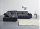 Ecksofa COTTA "Orion L-Form, B: 310 cm, moderne Steppung, bequeme Wellenunterfederung", schwarz, B:310cm H:70cm T:225cm, 90% Polyester, 10% Polyamid, Sofas, Ecksofa, Kopfteilverstellung & 5 Nierenkissen
