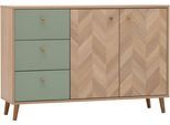 Kommode SCHILDMEYER "Visby, Sideboard, Made in Germany, B: 109 cm", braun (eiche hell, pistazie), B:109cm H:73,9cm T:33,05cm, Sideboards, Kommode, Solide Verarbeitung - Dieses Produkt ist in Deutschland gefertigt