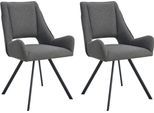 Esszimmerstuhl HOME AFFAIRE "AIRDRIE, 2er Set, mit Metallgestell in matt schwarz", grau (schwarz matt, pulverbeschichtet, anthrazit), B:43cm H:98cm T:61cm, Metall, Polyester, Stühle, Esszimmerstuhl, in verschiedenen Farben, Belsatbarkeit pro Stuhl 120 kg