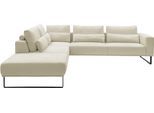 Ecksofa MUSTERRING "JustB PM100 Federkern & Kaltschaum, bequem, Breite 308cm, L-Form", beige (pearl), B:308cm H:88cm T:290cm, 85% Polyester, 15% Viskose, Sofas, Ecksofa, mit Sitztiefenverstellung und Kissen, mit Metallkufe, Maße 290x308 cm