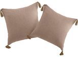 Dekokissen "Jada", beige (beige, unifarben), B:50cm L:50cm, Baumwolle, LEGER HOME BY LENA GERCKE, Dekokissen_Sitzkissen_Kissenhüllen, Dekokissen, Kissenhülle ohne Füllung,Reißverschluß, 2er Set, modern, 50x50, Quaste