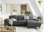 Ecksofa MUSTERRING "MR370 mit/ohne Relaxfunktion, verschiedene Unterfederungen zur Auswahl", grau (schwarz), B:280cm H:83cm T:180cm, 100% Leder, Sofas, Ecksofa, Farbe, Material, Sitzkomfort und Funktion wählbar, Maße 280 x 180 cm